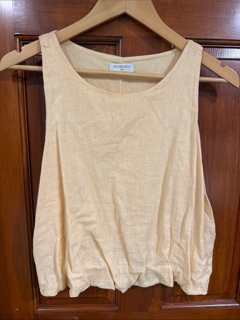 Light Yellow Linen-Blend Boxy Tank Top